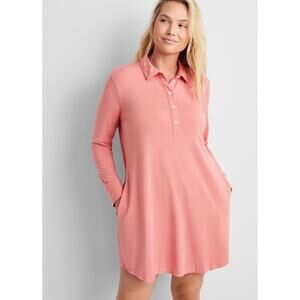 Brand New State of Day Women's Size Medium Coral Pink Button Down Shirt Dress